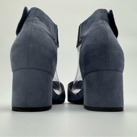 Jana Slate Blue Suede Block Heel Open Toe Ankle Strap Heels Size EU 37 H - Picture 5 of 13